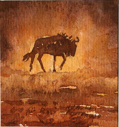 Bild Gnu im Staub von Uli Aschenborn